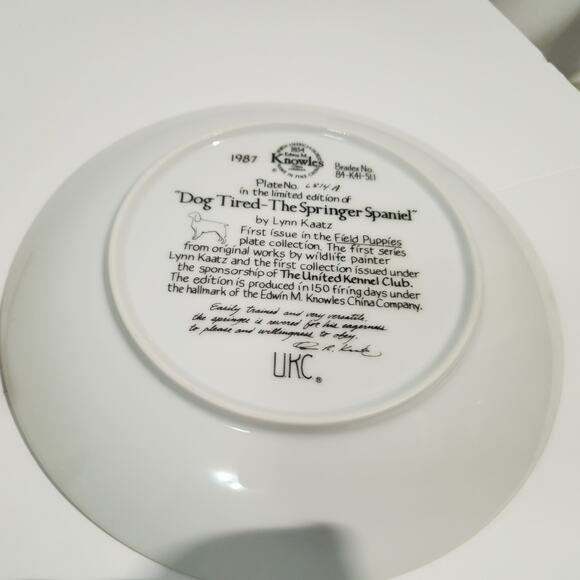 1987 Edwin Knowles Dog Tired Springer Spaniel Collectible Plate 1st Issue Mint - Picture 8 of 12